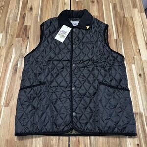 John Partridge Quilted Vest Mens M Black Snap Button England‎ Rag Gilet NWT